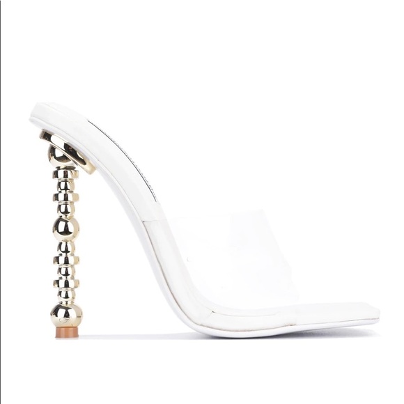 Womens pvc mules with with soles and golden heels. - Picture 2 of 4